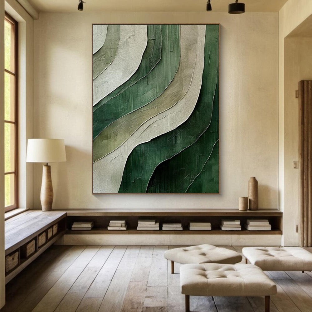 Green texture wall decor art, large green minimalist wall decor art, green canvas abstract wall art, modern