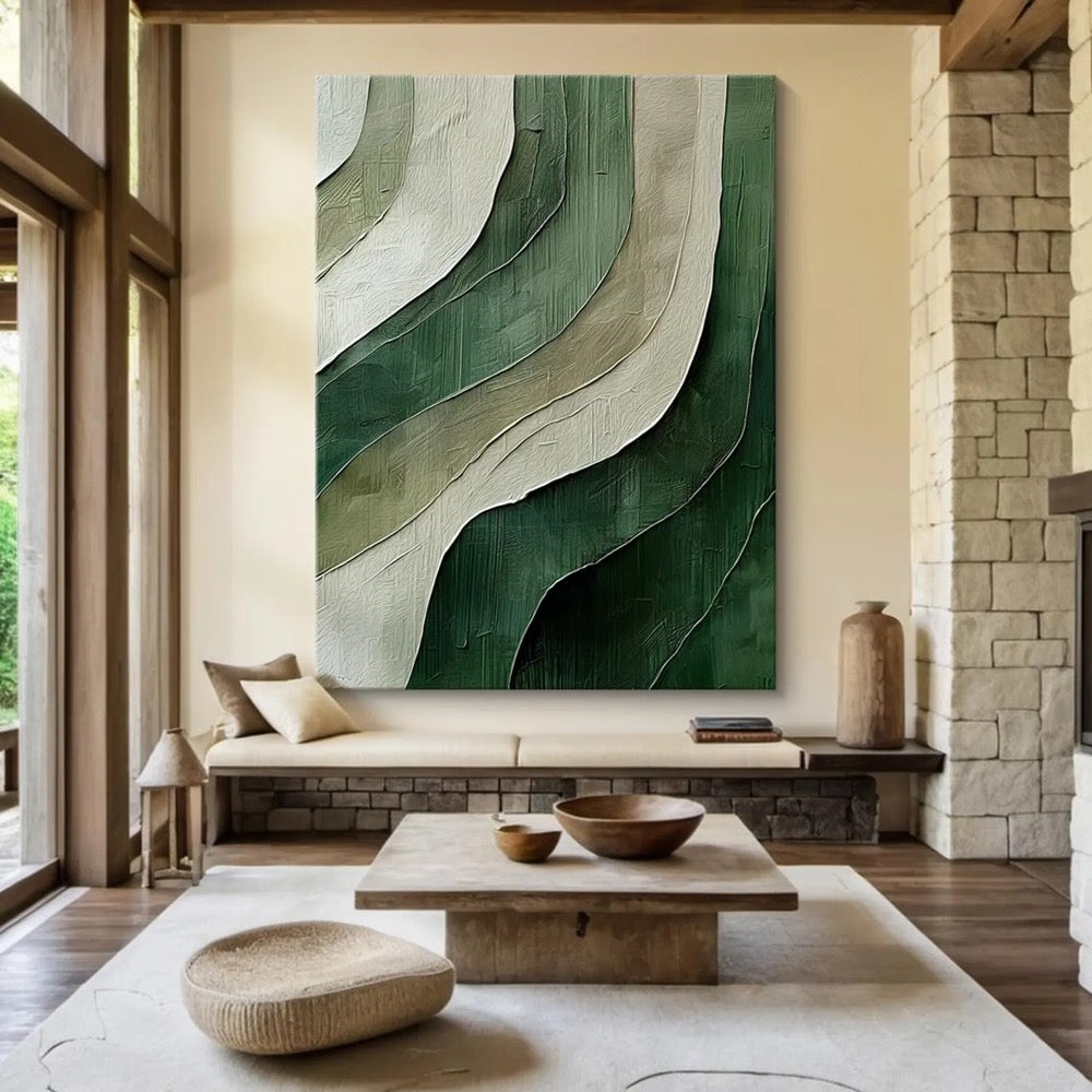 Green texture wall decor art, large green minimalist wall decor art, green canvas abstract wall art, modern